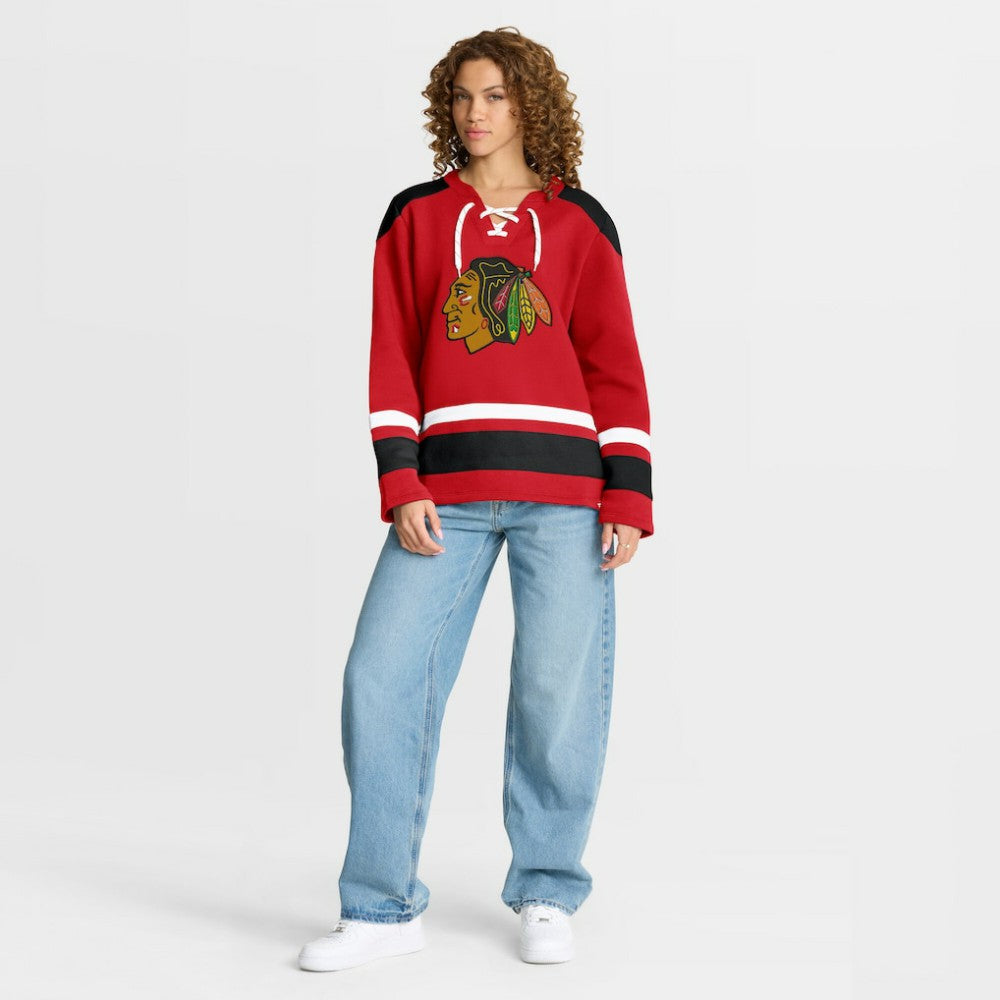 Chicago Blackhawks Fanatics Women's Icing Long Sleeve Lace Up Sweatshirt - Athletic Red | Fanatics discount