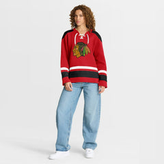 Chicago Blackhawks Fanatics Women's Icing Long Sleeve Lace Up Sweatshirt - Athletic Red | Fanatics discount