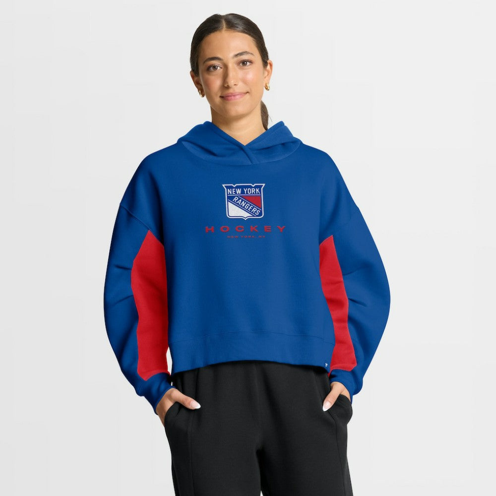 New York Rangers Fanatics Women's Back Check Boxy Hoodie - Blue | Fanatics Lifestyle