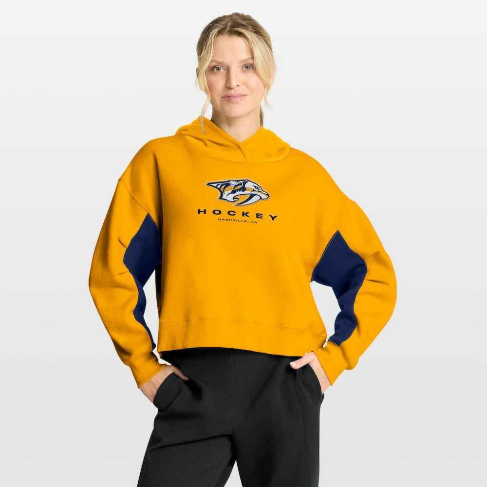 Nashville Predators Fanatics Women's Back Check Boxy Hoodie - Gold | Fanatics on sale