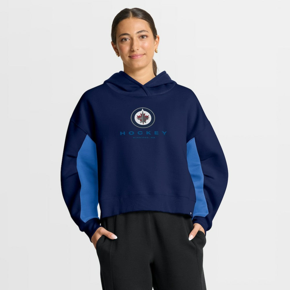 Winnipeg Jets Fanatics Women's Back Check Boxy Hoodie - Navy | Fanatics Lifestyle