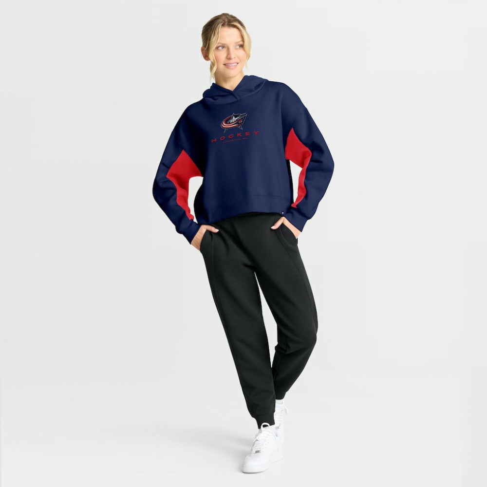 Columbus Blue Jackets Fanatics Women's Back Check Boxy Hoodie - Navy | Fanatics Lifestyle