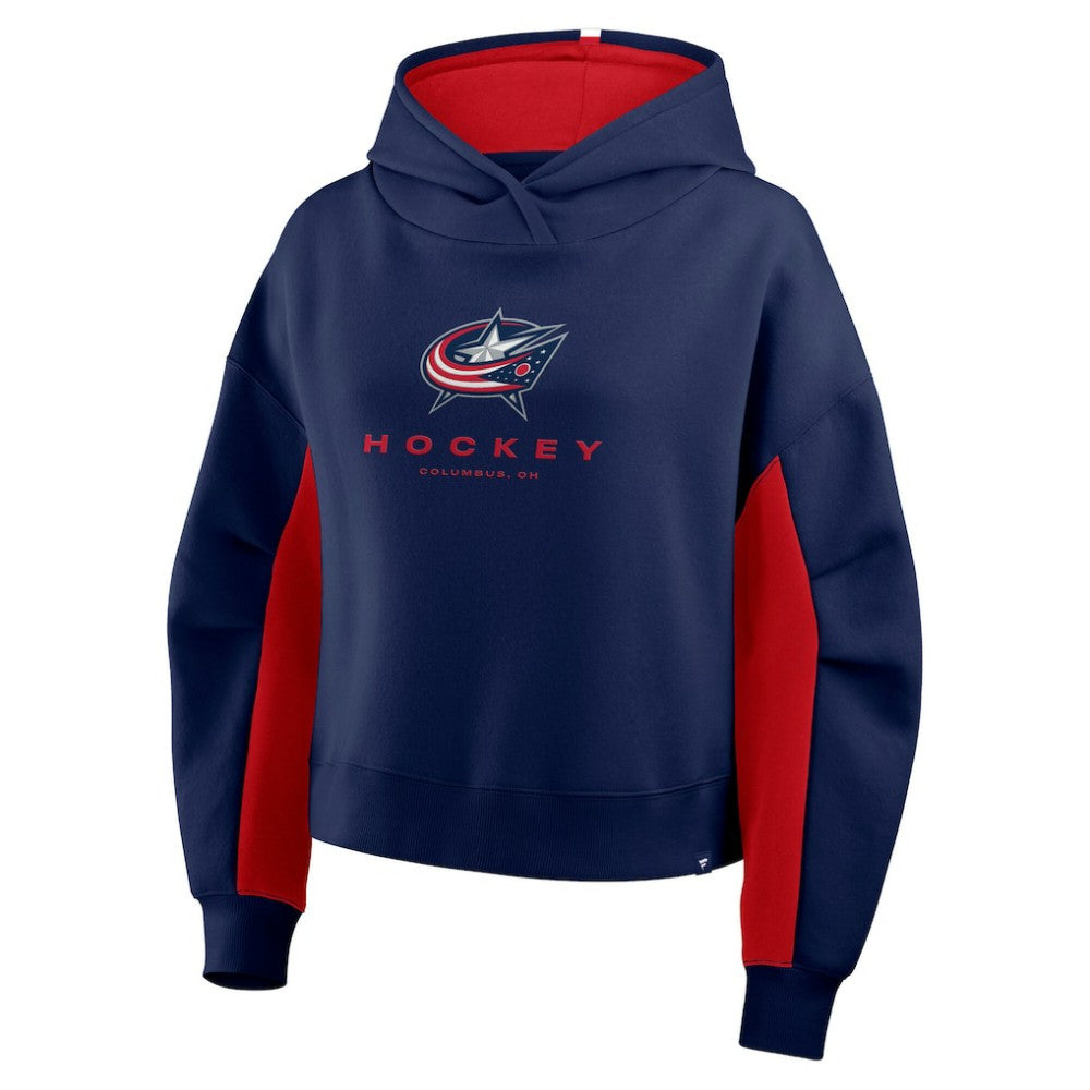 Columbus Blue Jackets Fanatics Women's Back Check Boxy Hoodie - Navy | Fanatics Lifestyle