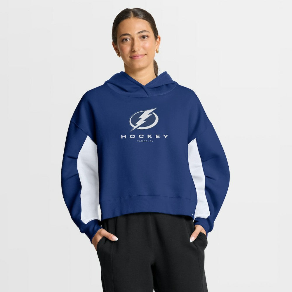 Tampa Bay Lightning Fanatics Women's Back Check Boxy Hoodie - Blue | Fanatics Clearance