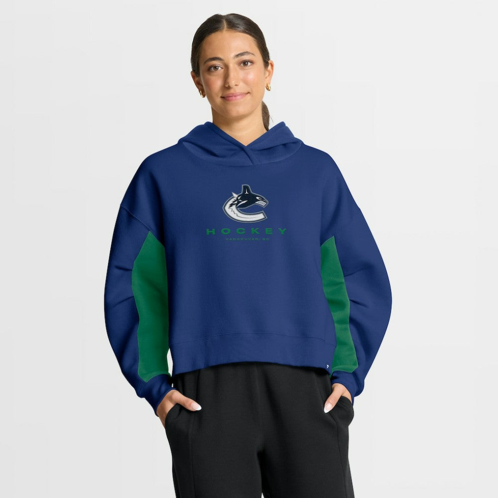 Vancouver Canucks Fanatics Women's Back Check Boxy Hoodie - Blue | Fanatics sale