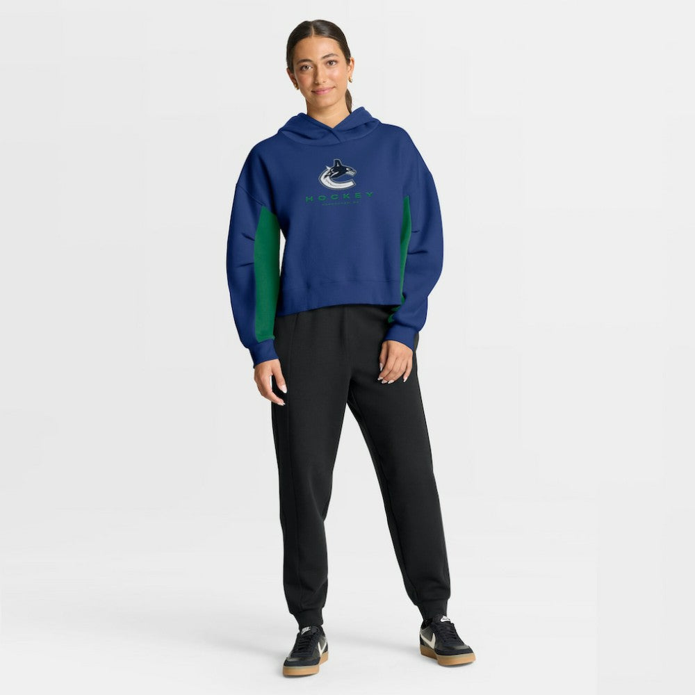 Vancouver Canucks Fanatics Women's Back Check Boxy Hoodie - Blue | Fanatics sale
