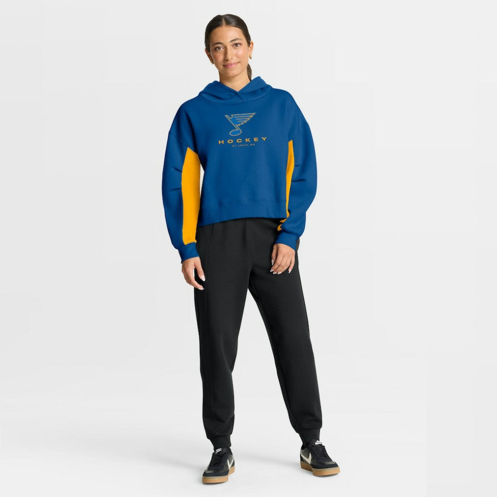 St. Louis Blues Fanatics Women's Back Check Boxy Hoodie - Blue | Fanatics Clearance