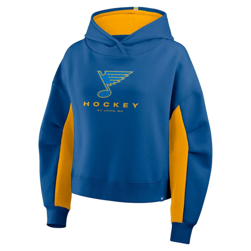St. Louis Blues Fanatics Women's Back Check Boxy Hoodie - Blue | Fanatics Clearance