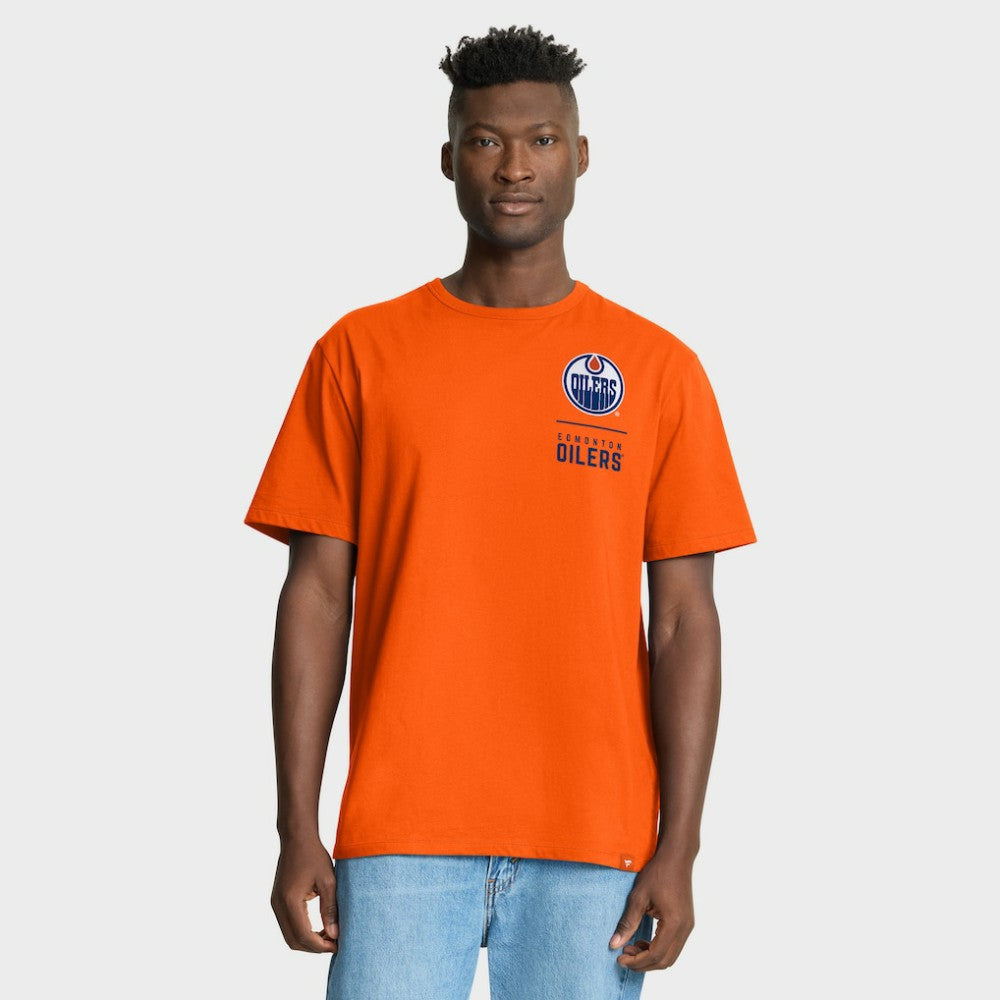Edmonton Oilers Fanatics Crash The Net Legacy T-Shirt - Orange | Fanatics Lifestyle