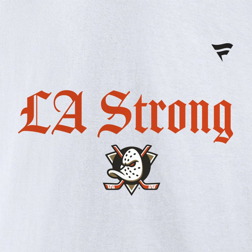 Anaheim Ducks Fanatics Unisex LA Strong Premium Fleece Pullover Hoodie - White | Fanatics Clearance