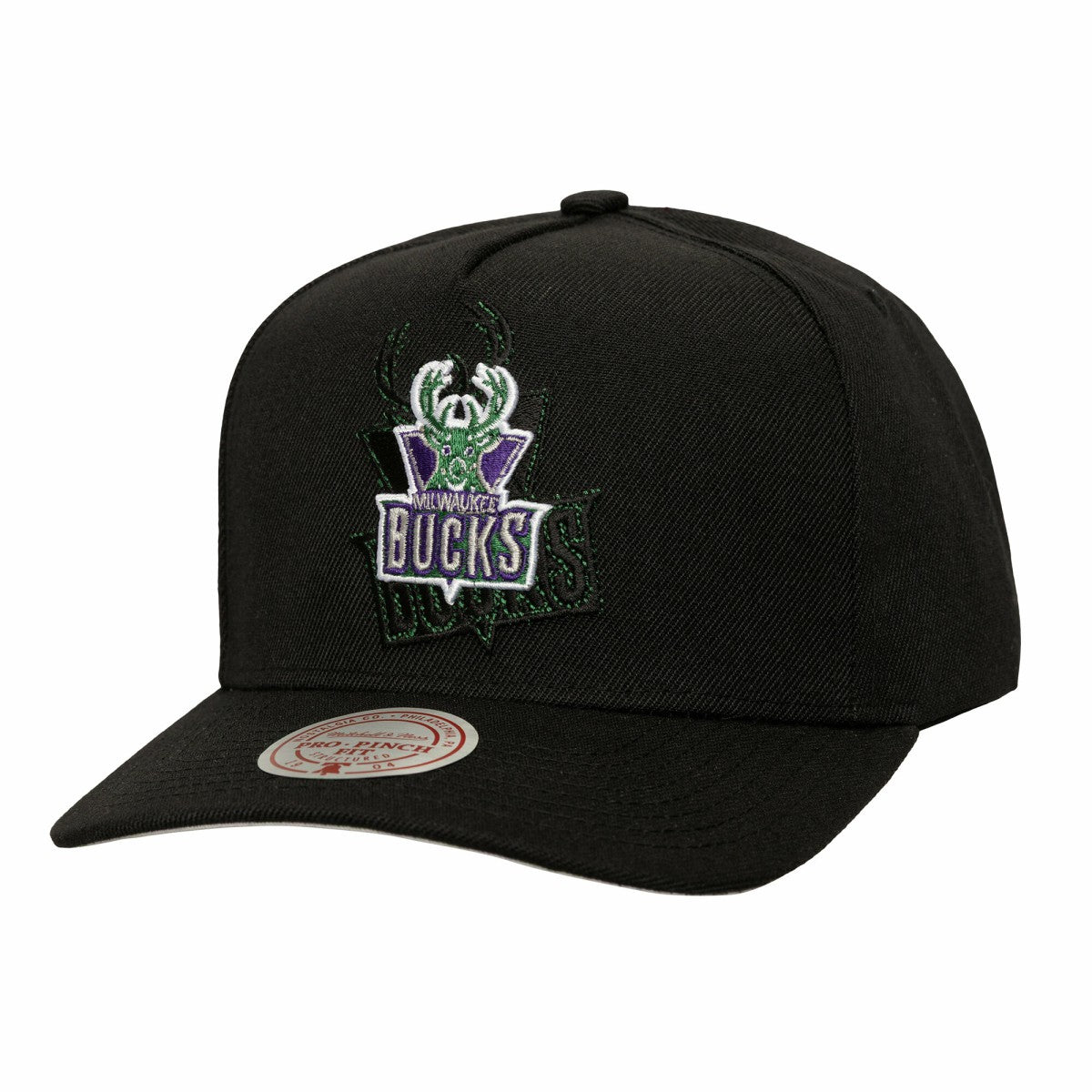 Mitchell & Ness Milwaukee Bucks Tilted Pro Pinch Adjustable Hat Black