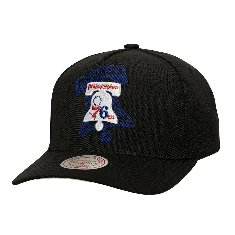 Mitchell & Ness Philadelphia 76ers Tilted Pro Pinch Adjustable Hat Black