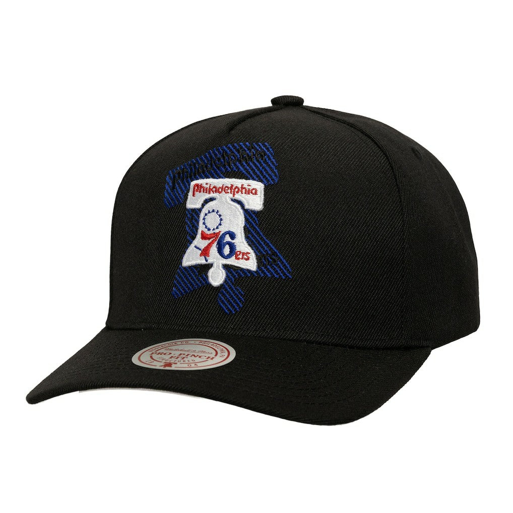 Mitchell & Ness Philadelphia 76ers Tilted Pro Pinch Adjustable Hat Black