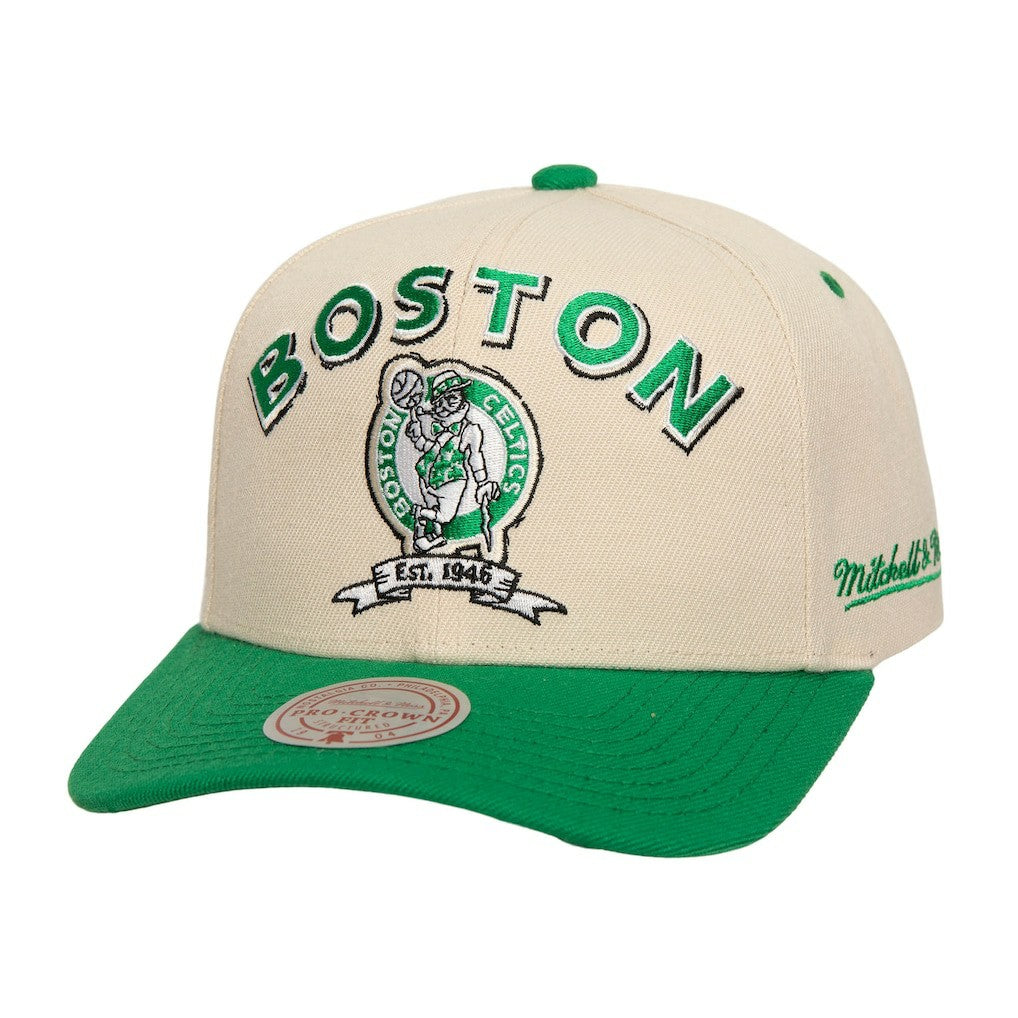 Mitchell & Ness Boston Celtics 17x NBA Champions Soul Legacy Defined Pro Crown Snapback Hat Cream/Kelly Green