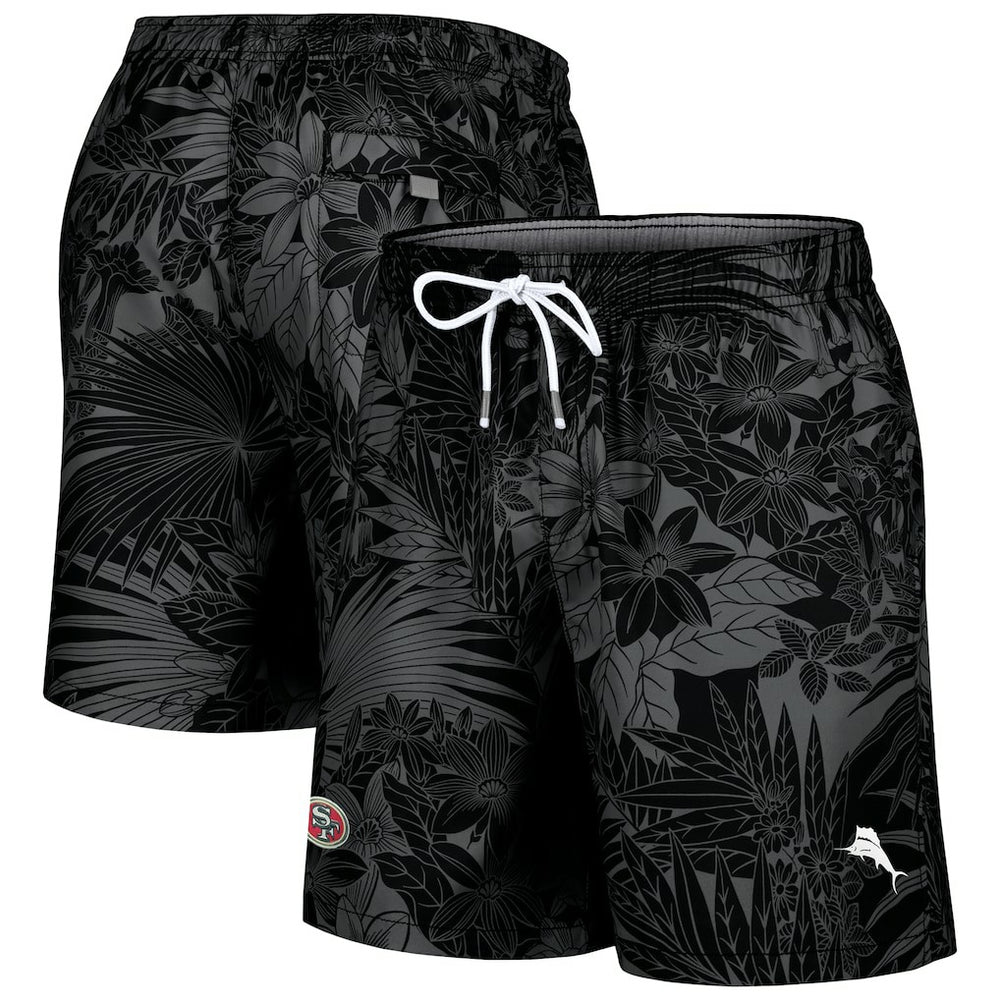 San Francisco 49ers Naples Santiago Palm Shorts - Black - Tommy Bahama