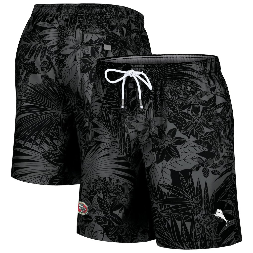 San Francisco 49ers Naples Santiago Palm Shorts - Black - Tommy Bahama