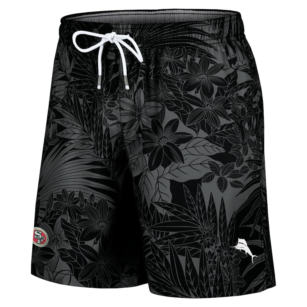 San Francisco 49ers Naples Santiago Palm Shorts - Black - Tommy Bahama