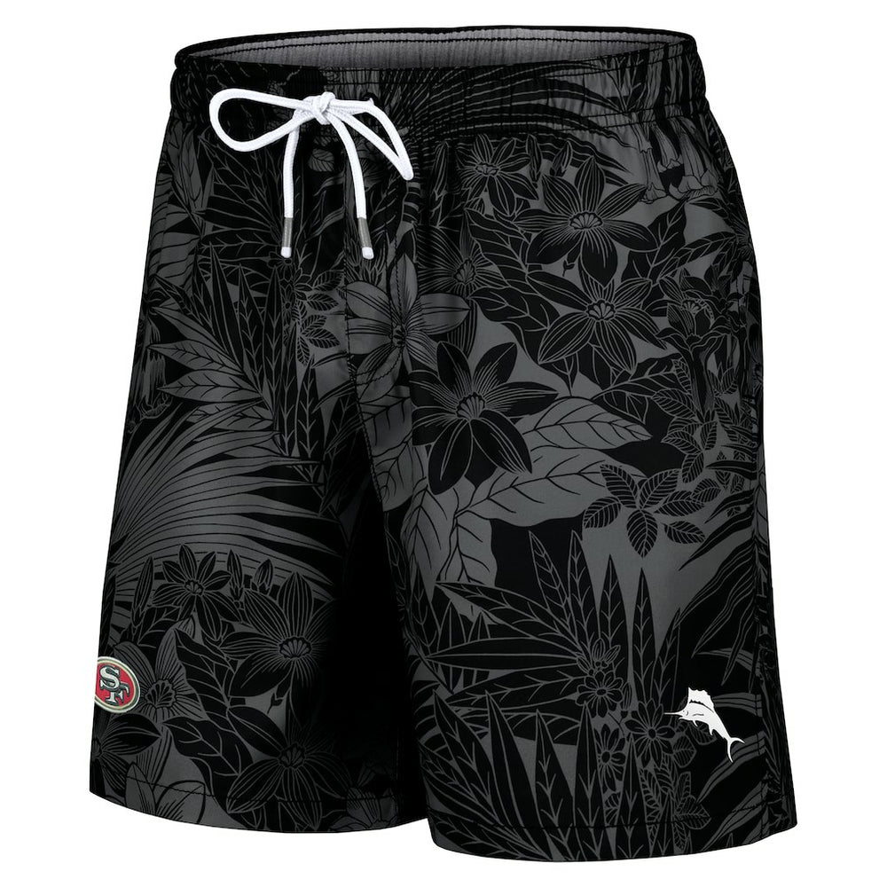 San Francisco 49ers Naples Santiago Palm Shorts - Black - Tommy Bahama