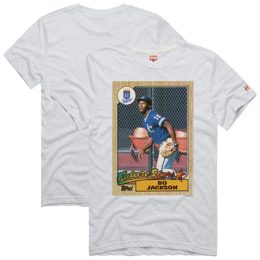 Bo Jackson Kansas City Royals Homage 1987 Topps Baseball Card Player T-Shirt Sale