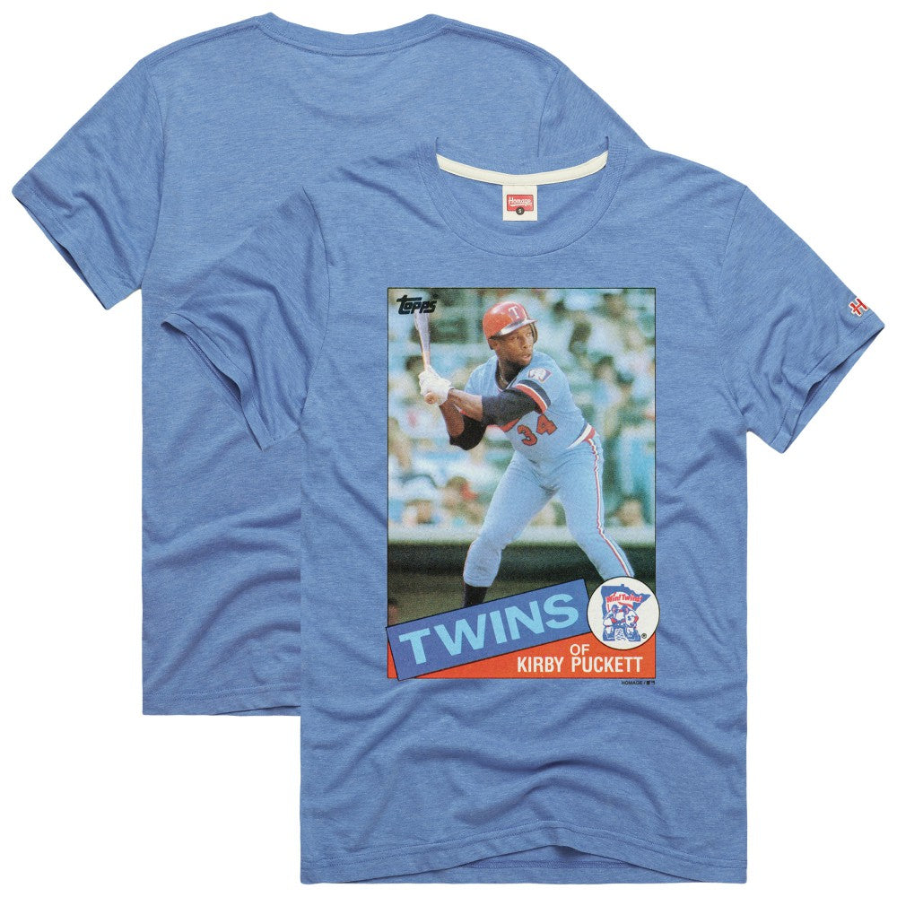 Kirby Puckett Minnesota Twins Homage 1985 Topps Baseball Card Player Tri-Blend T-Shirt Outlet