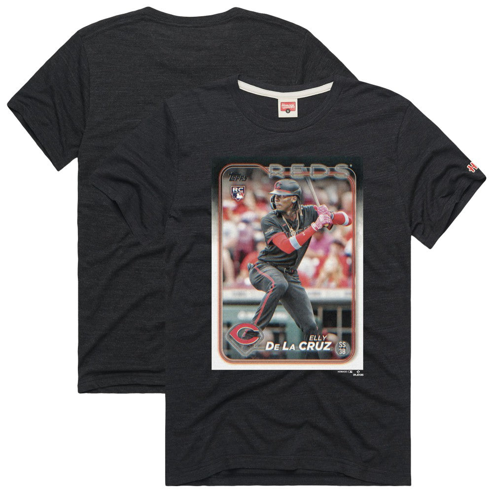 Elly De La Cruz Cincinnati Reds Homage 2024 Topps Baseball Card Player Tri-Blend T-Shirt for sale
