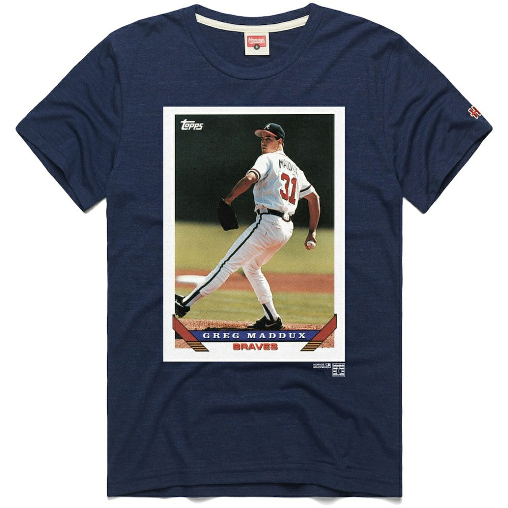 Greg Maddux Atlanta Braves Homage 1993 Topps Baseball Card Player T-Shirt Discount