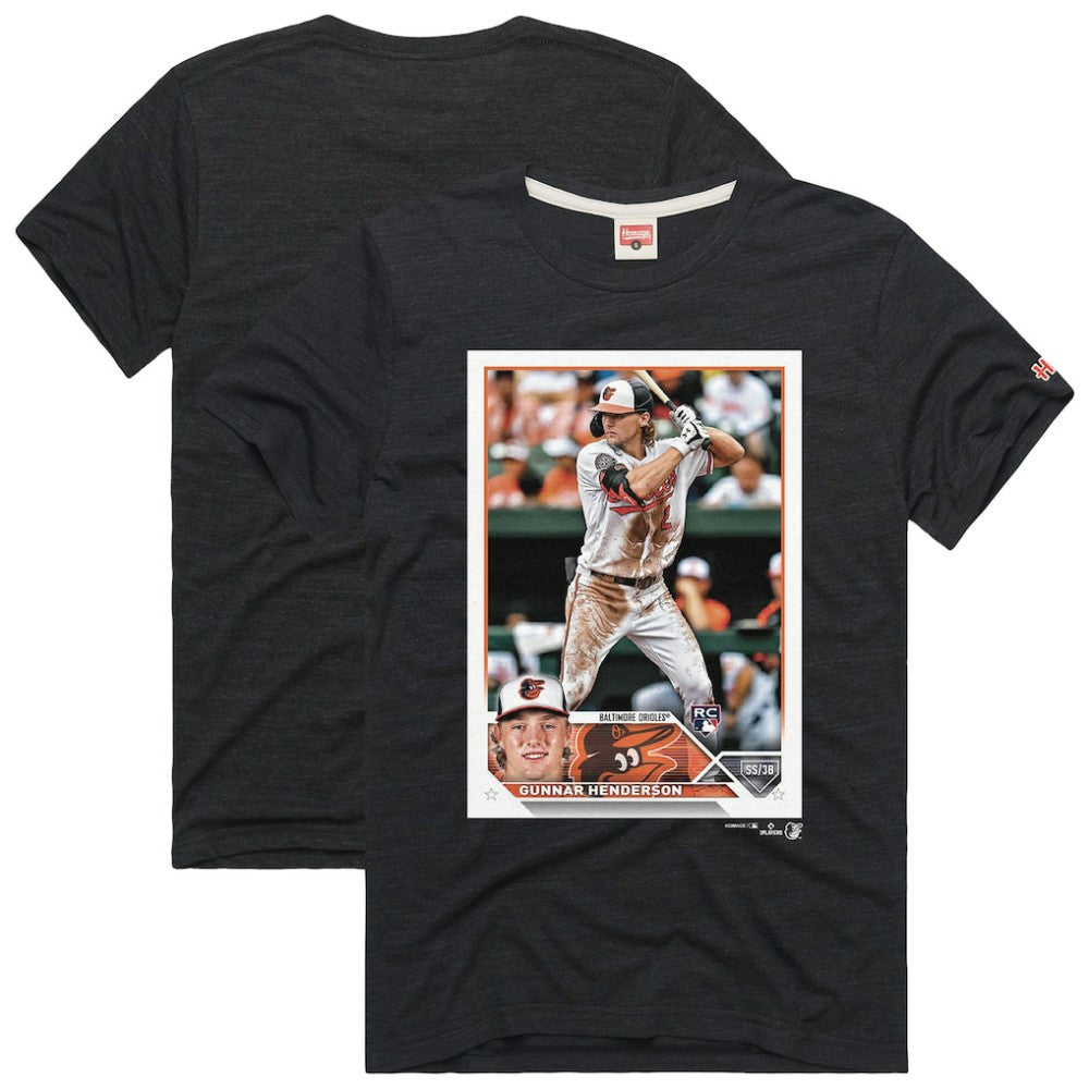 Gunnar Henderson Baltimore Orioles Homage 2023 Topps Baseball Card Player T-Shirt for sale