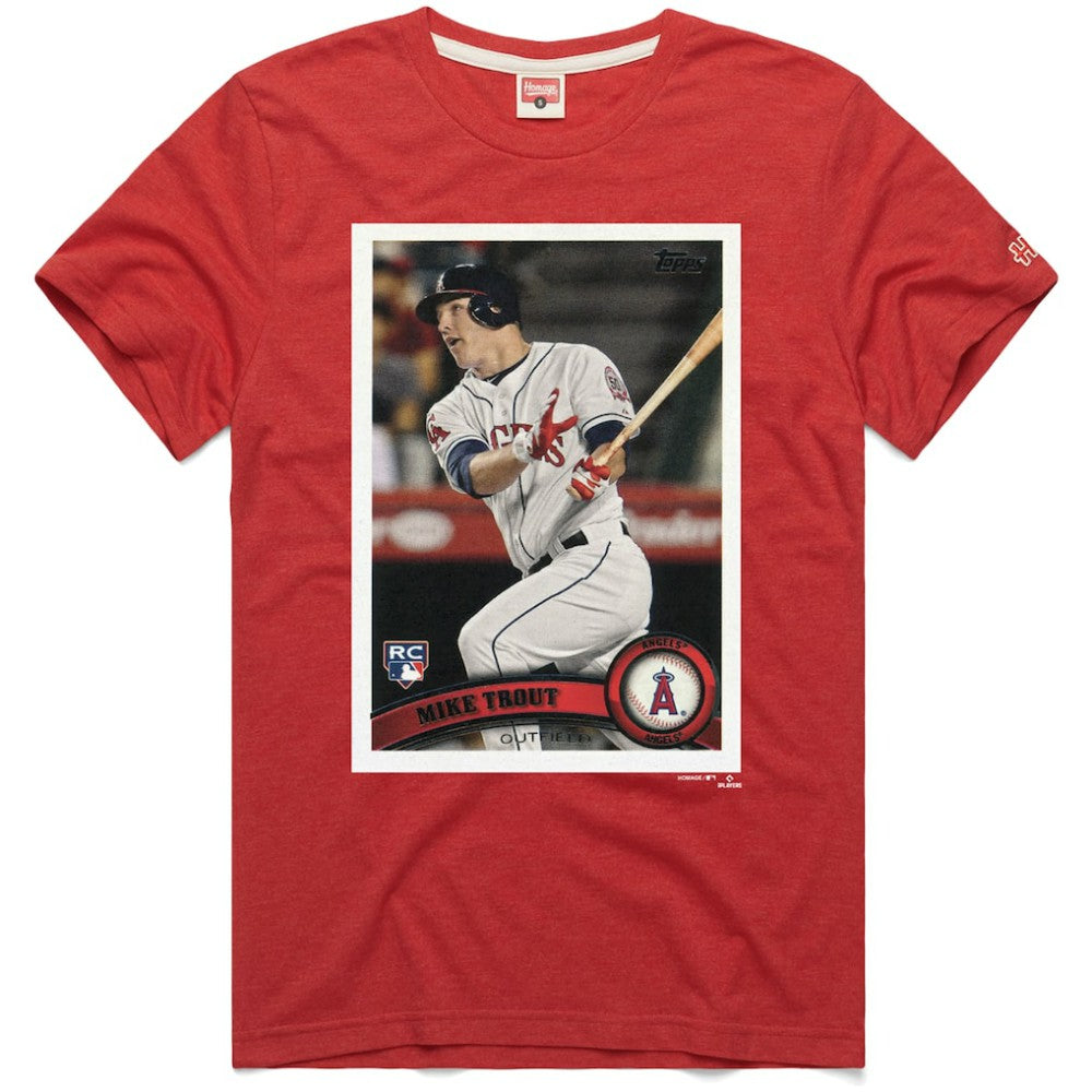 Mike Trout Los Angeles Angels Homage 2011 Topps Baseball Card Player T-Shirt Online