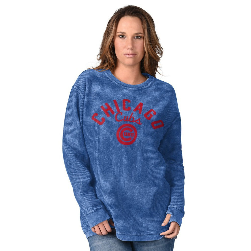 Chicago Cubs G-III 4Her by Carl Banks Women's Comfy Cord Pullover Sweatshirt Sale