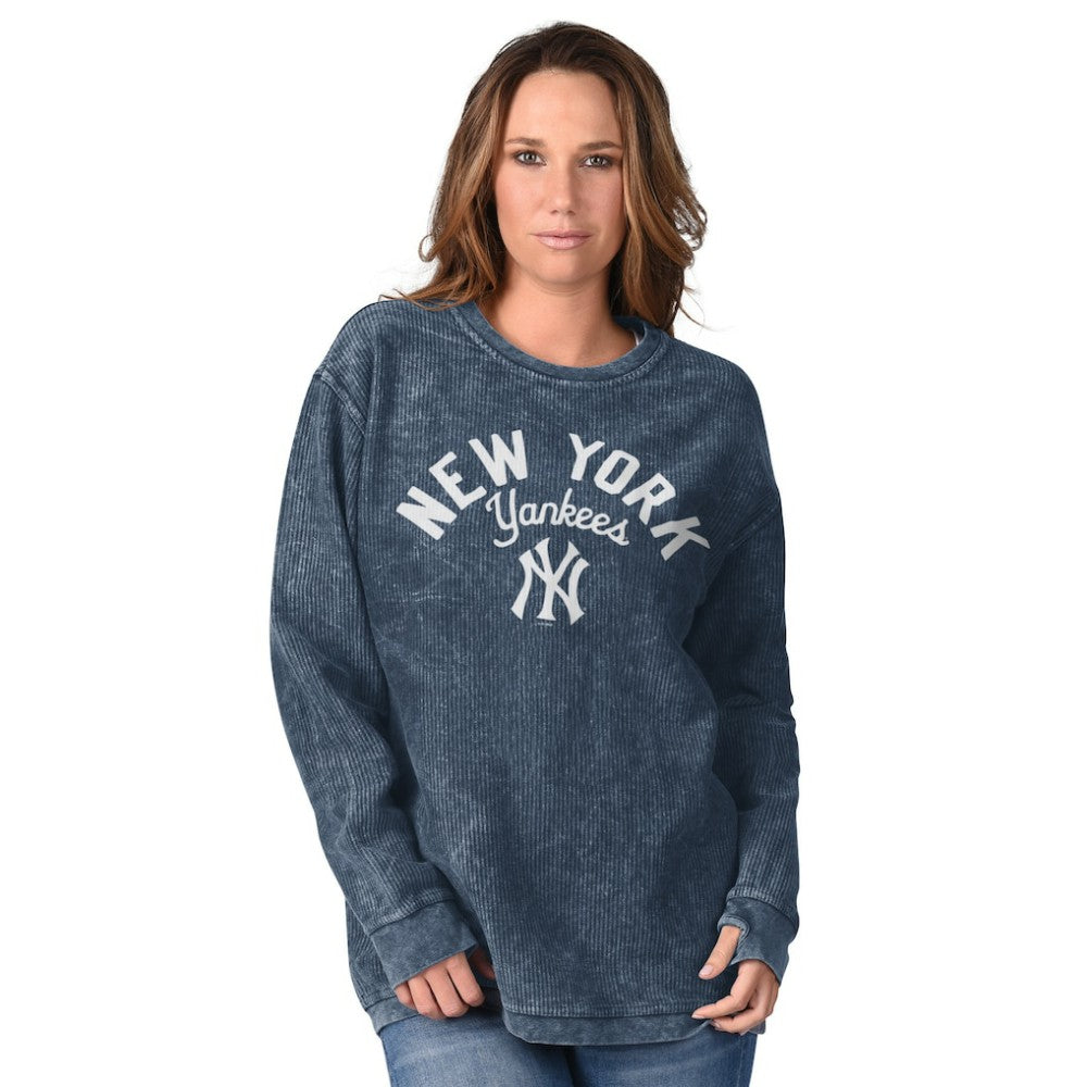 New York Yankees G-III 4Her by Carl Banks Women's Comfy Cord Pullover Sweatshirt Outlet