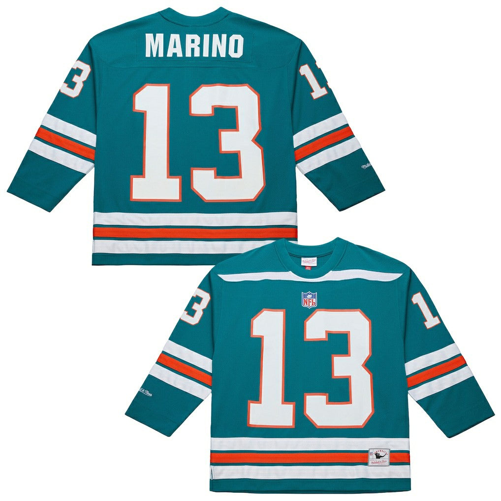Dan Marino Miami Dolphins Maxxed Out Fashion Hockey Jersey - Aqua - Mitchell & Ness