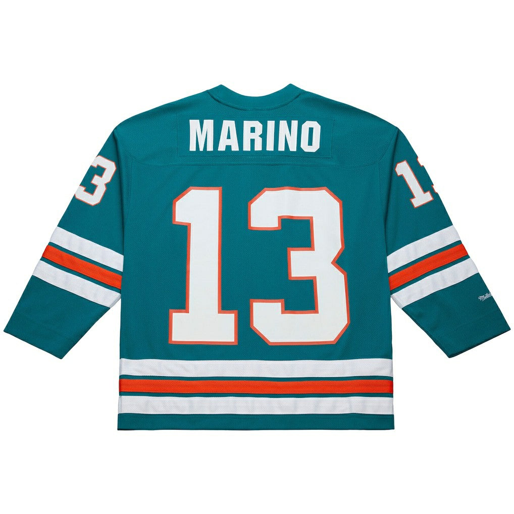 Dan Marino Miami Dolphins Maxxed Out Fashion Hockey Jersey - Aqua - Mitchell & Ness