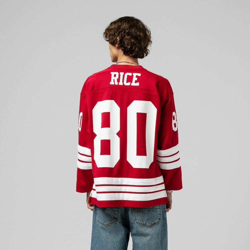 Jerry Rice San Francisco 49ers Maxxed Out Fashion Hockey Jersey - Scarlet - Mitchell & Ness