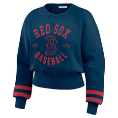 Boston Red Sox WEAR by Erin Andrews Women's Vintage Washed Cropped Pullover Sweatshirt Sale