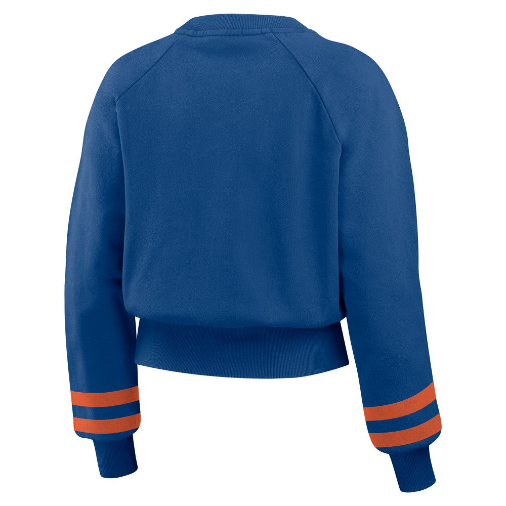 New York Mets WEAR by Erin Andrews Women's Vintage Washed Cropped Pullover Sweatshirt Discount