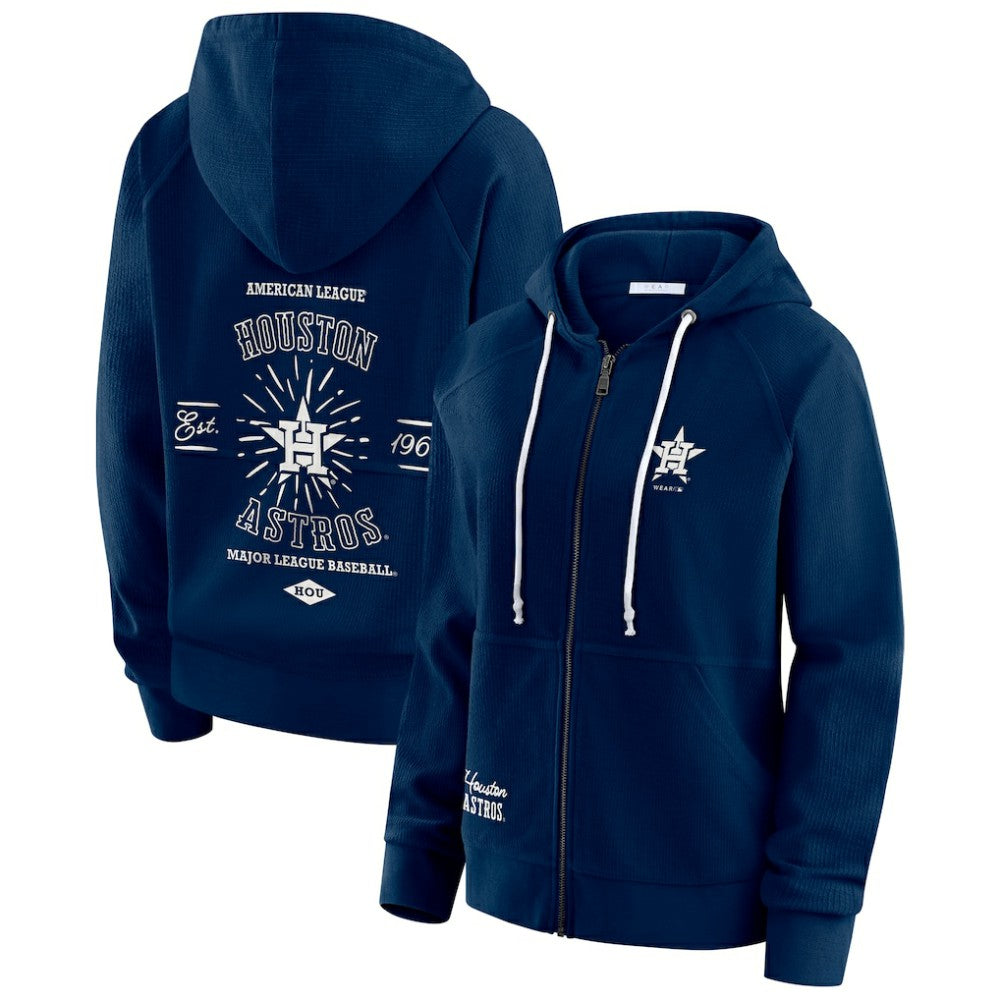 Houston Astros WEAR by Erin Andrews Women's Vintage Full-Zip Raglan Hoodie Outlet