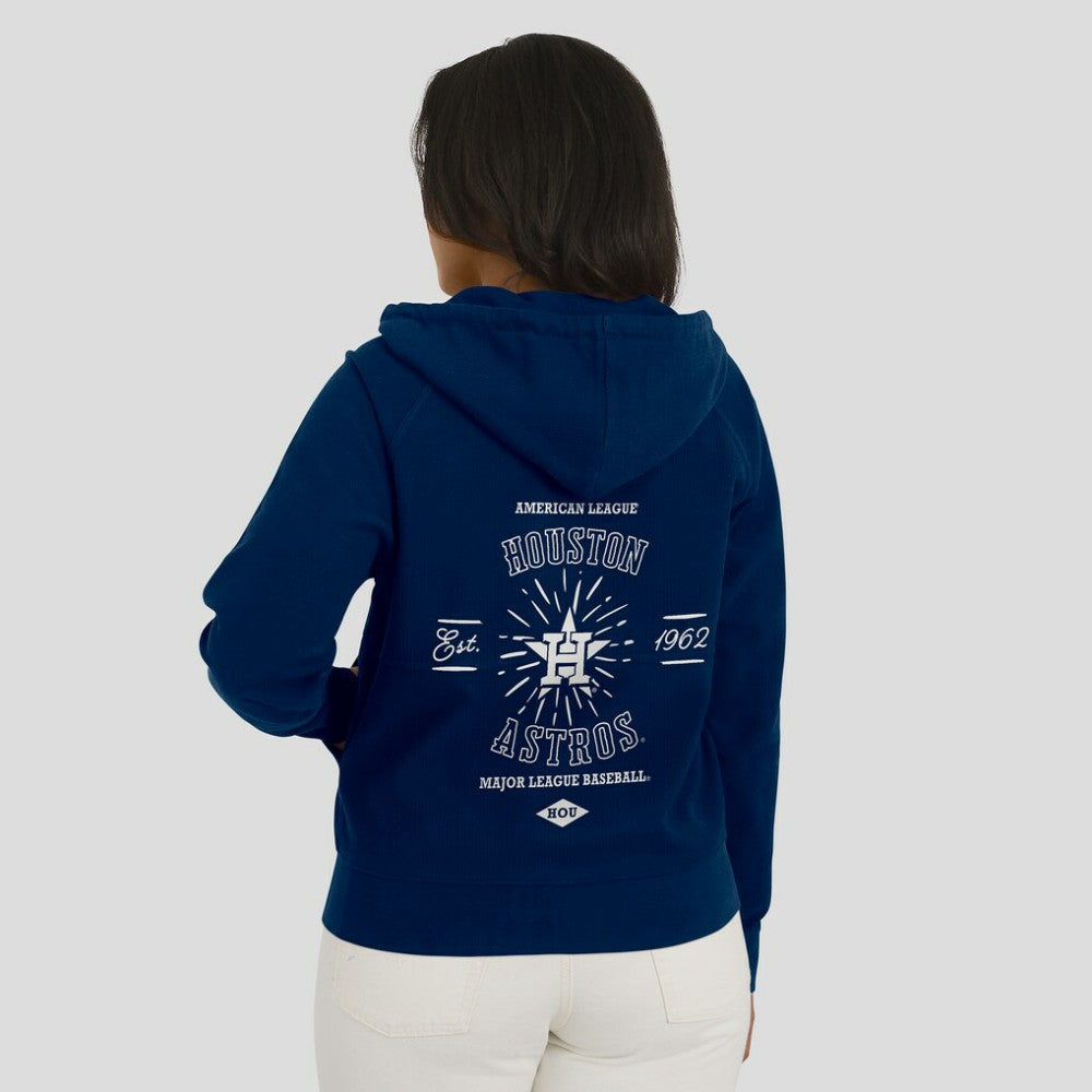 Houston Astros WEAR by Erin Andrews Women's Vintage Full-Zip Raglan Hoodie Outlet