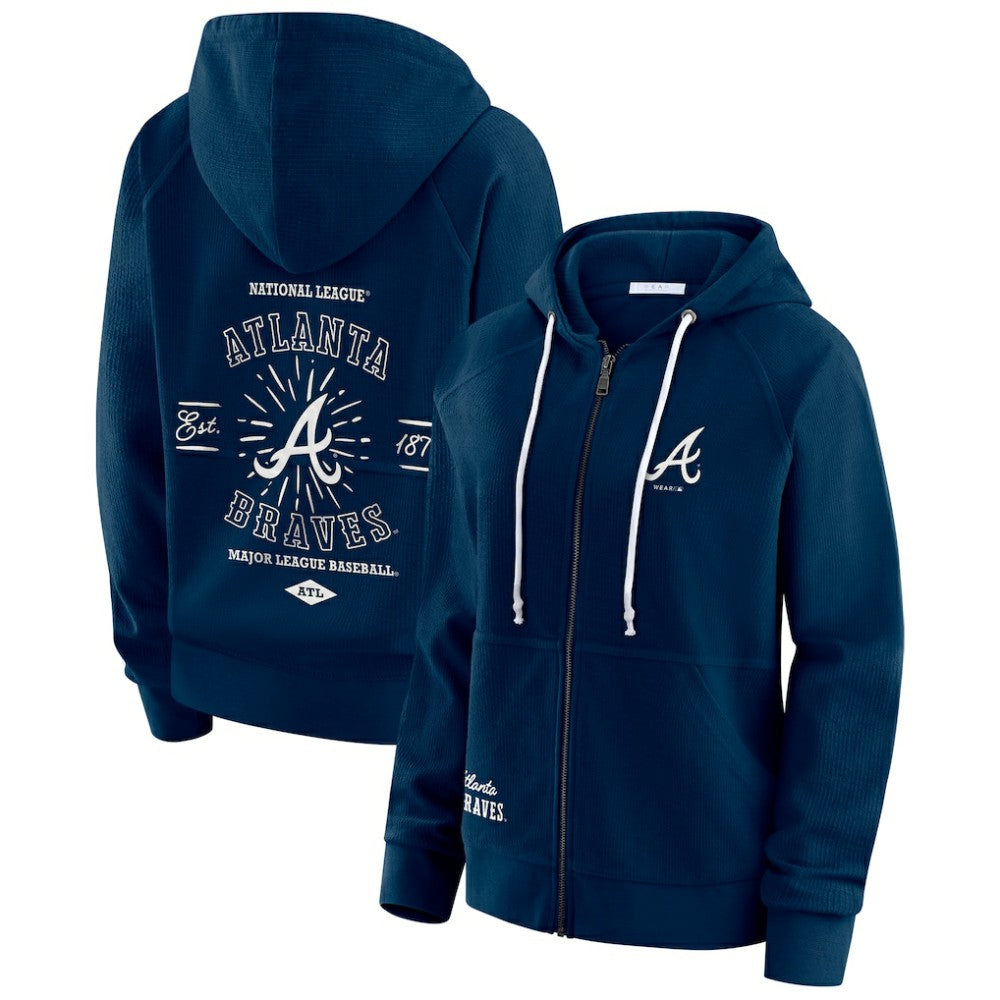 Atlanta Braves WEAR by Erin Andrews Women's Vintage Full-Zip Raglan Hoodie Near Me