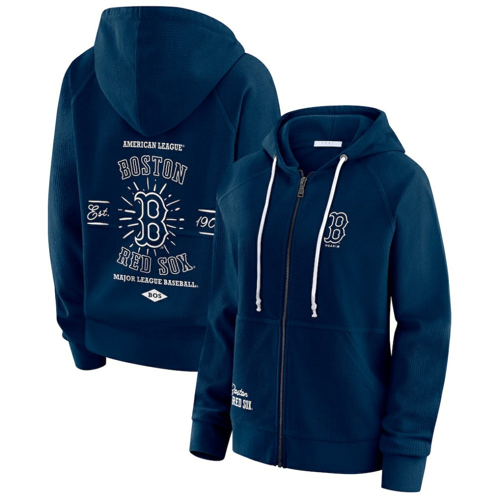 Boston Red Sox WEAR by Erin Andrews Women's Vintage Full-Zip Raglan Hoodie Online