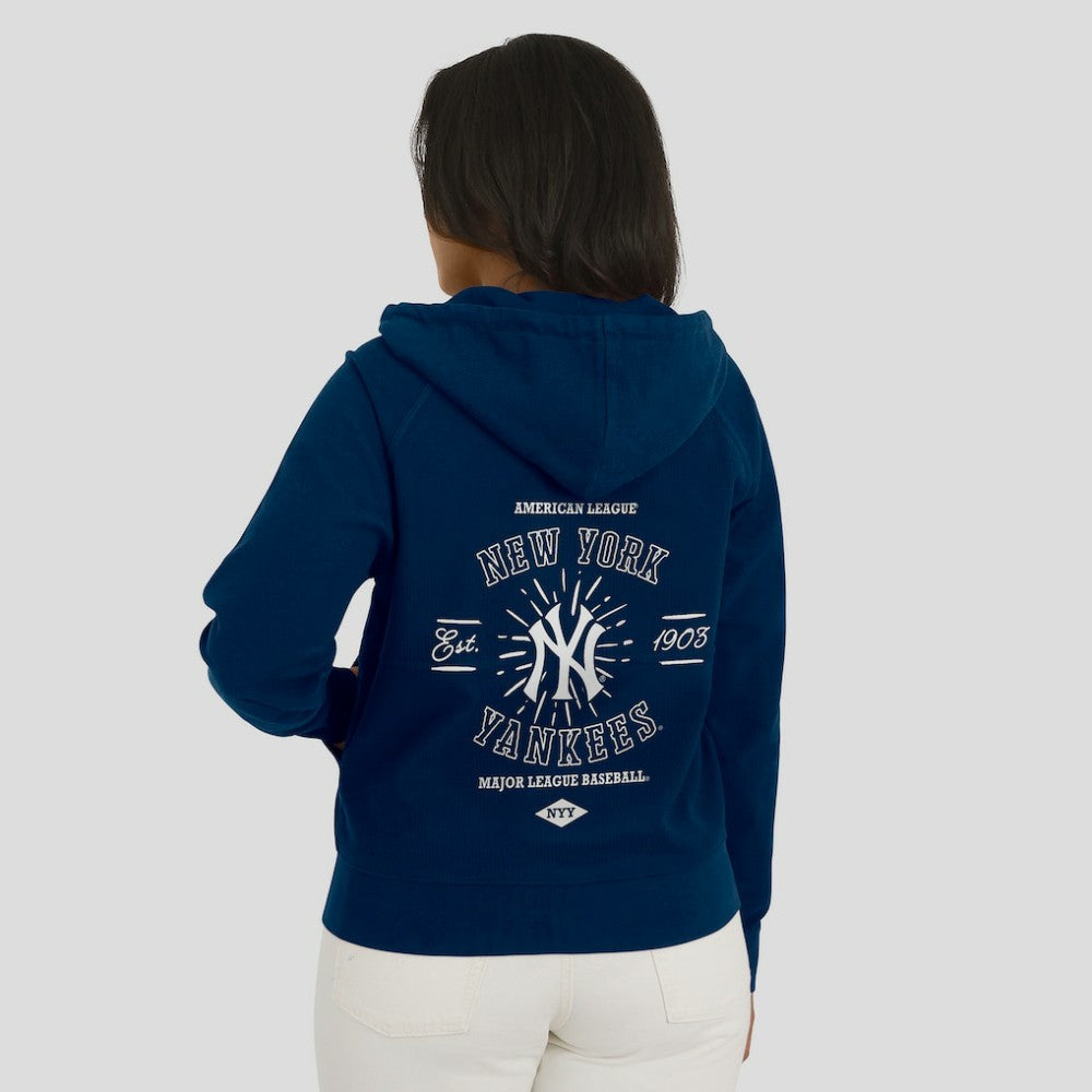 New York Yankees WEAR by Erin Andrews Women's Vintage Full-Zip Raglan Hoodie Outlet