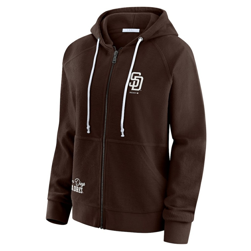 San Diego Padres WEAR by Erin Andrews Women's Vintage Full-Zip Raglan Hoodie Outlet