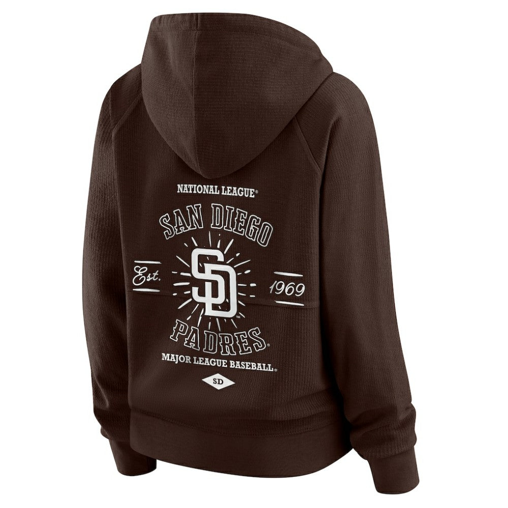 San Diego Padres WEAR by Erin Andrews Women's Vintage Full-Zip Raglan Hoodie Outlet