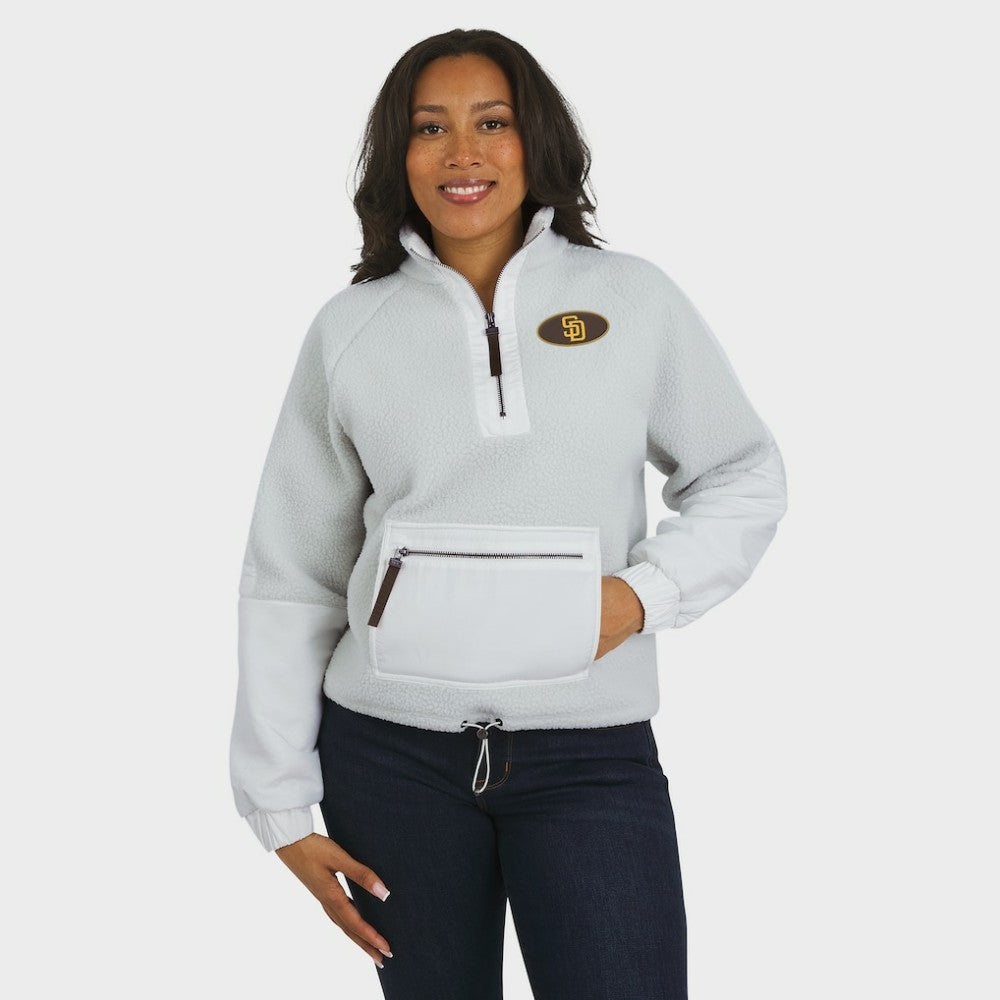 San Diego Padres WEAR by Erin Andrews Women's Polar Fleece Quarter-Zip Jacket for sale