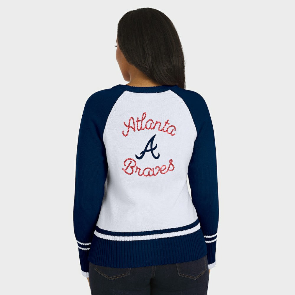 Atlanta Braves WEAR by Erin Andrews Women's Colorblock Raglan Sweater Online