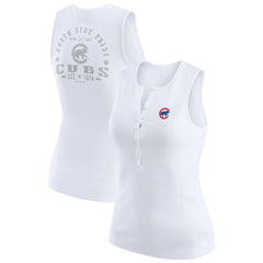 Chicago Cubs WEAR by Erin Andrews Women's Rib-Knit Henley Tank Top Outlet