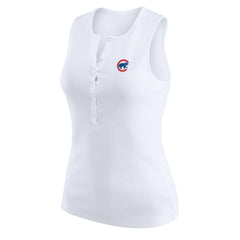 Chicago Cubs WEAR by Erin Andrews Women's Rib-Knit Henley Tank Top Outlet
