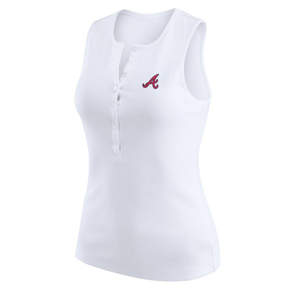 Atlanta Braves WEAR by Erin Andrews Women's Rib-Knit Henley Tank Top Discount