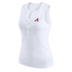 Atlanta Braves WEAR by Erin Andrews Women's Rib-Knit Henley Tank Top Discount