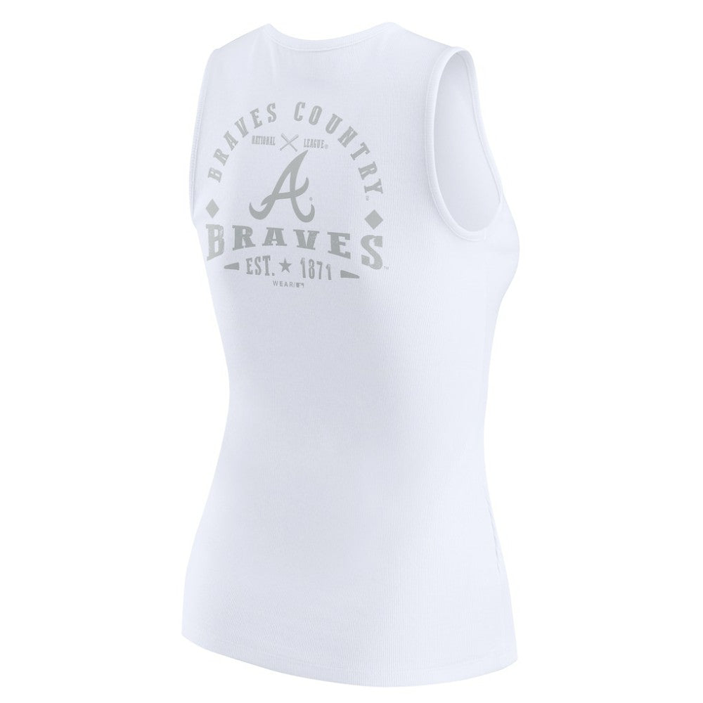 Atlanta Braves WEAR by Erin Andrews Women's Rib-Knit Henley Tank Top Discount
