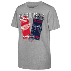 Youth 2025 NHL Stadium Series Columbus Blue Jackets vs. Detroit Red Wings Matchup T-Shirt - Heather Gray | NHL on sale